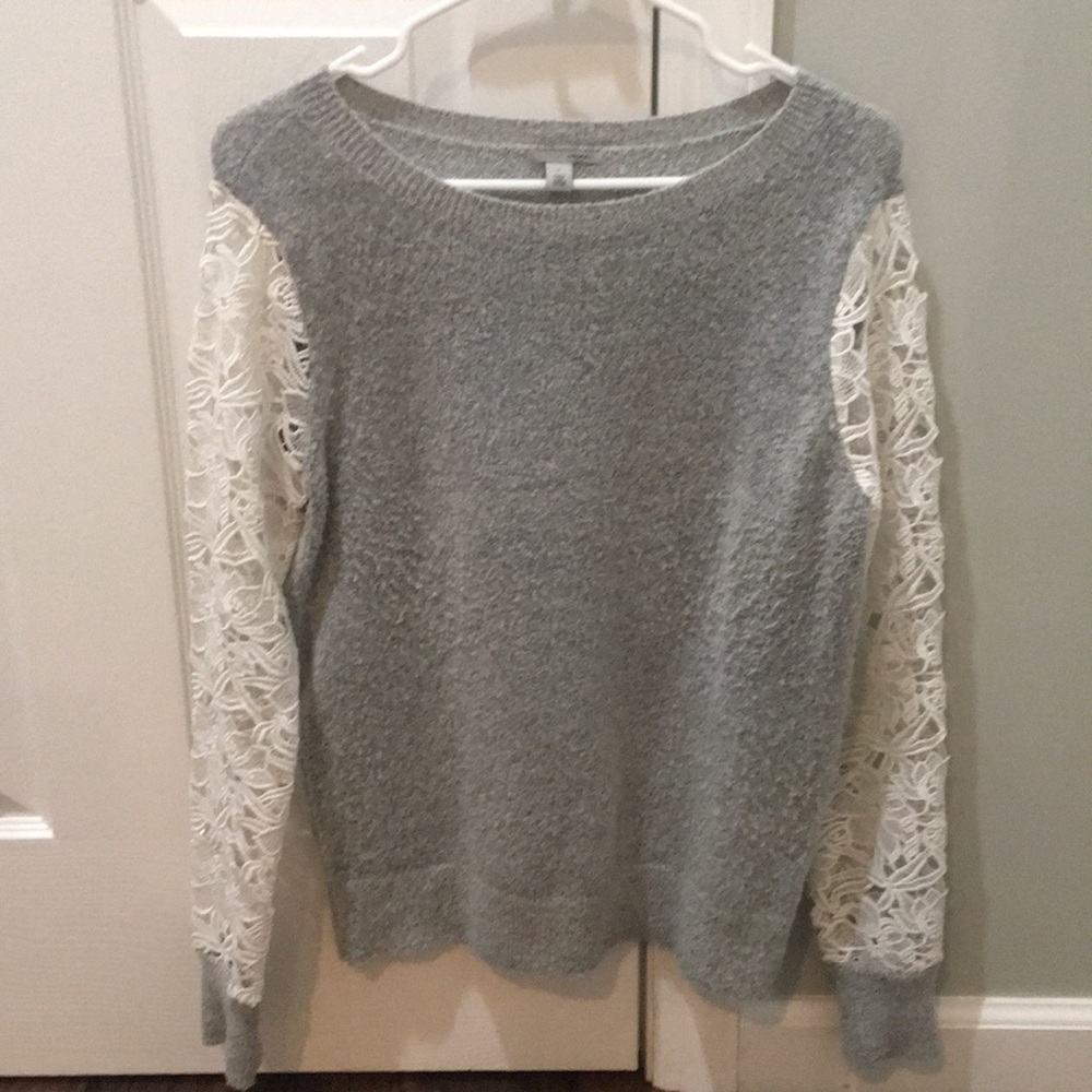 Lace sleeve sweater
